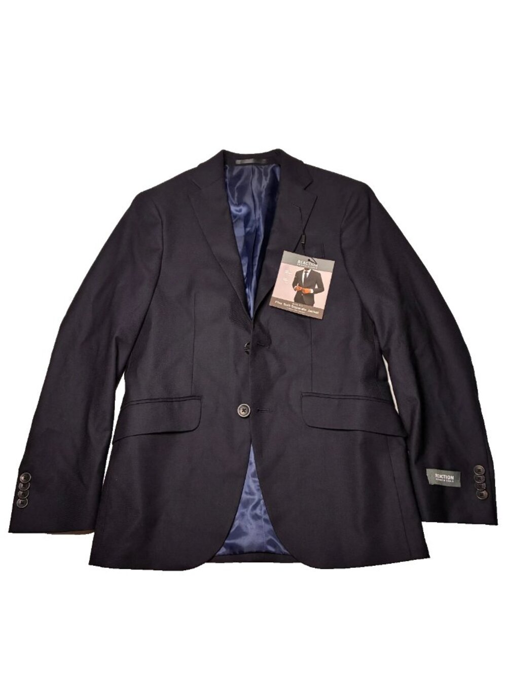 Kenneth Cole Reaction Suit Jacket 34 S Blue Techni-Cole Ready Flex Coat Navy NWT